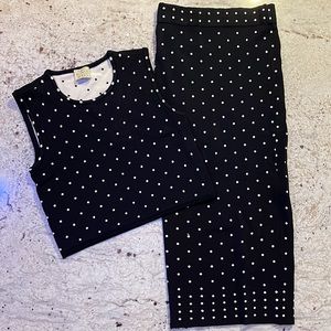 Torn by Ronny Kobo polka dot crop top and skirt set small